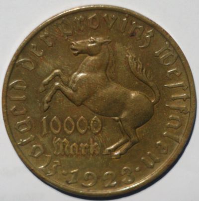 Лот: 12313211. Фото: 1. 10000 марок 1923 год. Вестфалия. Германия и Австрия