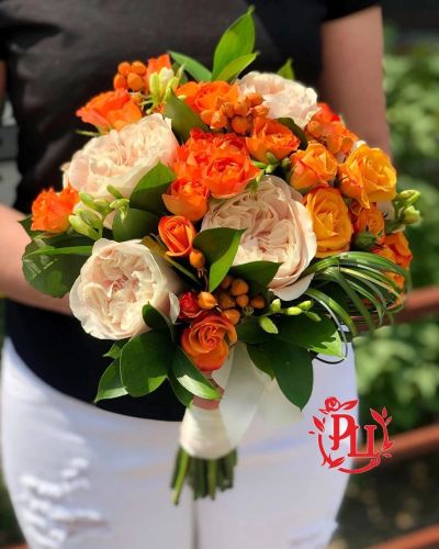 Лот: 15296321. Фото: 1. Свадебный букет "Orange wedding... Свежие цветы