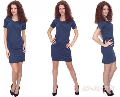 Лот: 3155156. Фото: 1. Платье трикотаж цвета индиго... Платья