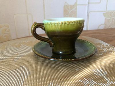 Лот: 25897536. Фото: 1. Кофейная пара, керамика (из сервиза... Фарфор, керамика