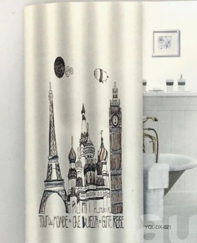 Лот: 4335844. Фото: 1. ★☆★ Штора для ванной ZALEL Башни... Шторы для ванной