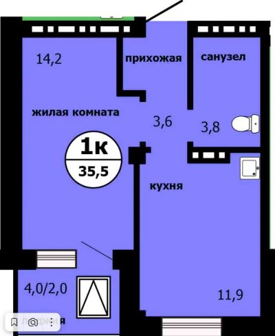 Лот: 21993913. Фото: 1. Квартира 1-к Тихие Зори Красноярск. Квартиры, студии