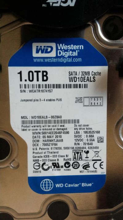 Лот: 7802862. Фото: 1. Western Digital Caviar Blue WD10EALS... Жёсткие диски (HDD)