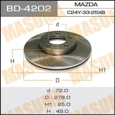 Лот: 18591089. Фото: 1. Диск тормозной masuma front mazda3... Ходовая, подвеска, рулевое управление
