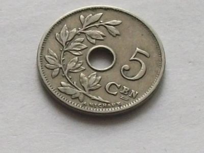 Лот: 16102254. Фото: 1. Монета 5 сантим пять Бельгия 1907... Европа