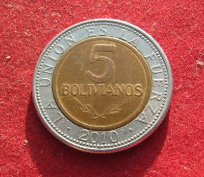 Лот: 19685698. Фото: 1. Боливия 5 боливиано, 2010 г. Остальные страны