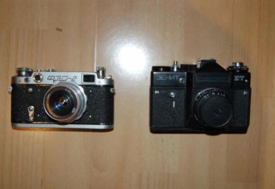 Лот: 7819143. Фото: 1. Фотоаппараты Зенит ЕТ и Фед 2. Плёночные дальномерные, шкальные