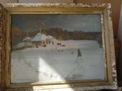Лот: 9799185. Фото: 1. Старинная картина Дубовского Зимний... Картины, гравюры