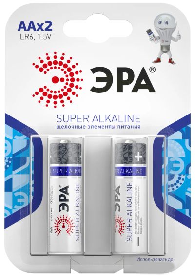 Лот: 21248047. Фото: 1. Батарейки АА 2шт Эра Super. Батарейки, аккумуляторы, элементы питания