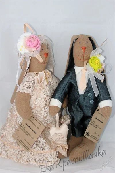 Лот: 3106482. Фото: 1. Свадебные зайцы ручной работы... Свадебная атрибутика и декор