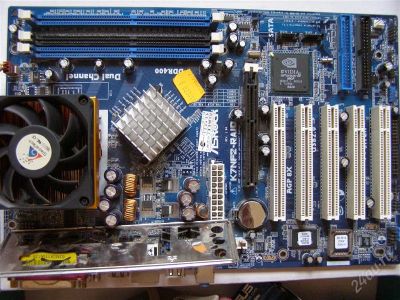 Лот: 1946582. Фото: 1. Asrock K7NF2-RAID с процессором. Материнские платы