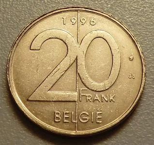 Лот: 11655007. Фото: 1. 20 франков 1996 Бельгия Альберт... Европа