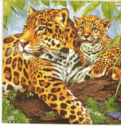 Лот: 2183591. Фото: 1. Салфетка для декупажа. Ягуар. Декупаж