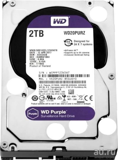Лот: 17846802. Фото: 1. 3.5" 2Tb Western Digital WD20PURZ. Жёсткие диски (HDD)