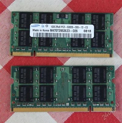 Лот: 2952734. Фото: 1. Память для ноутбука 2x1GB DDR2... Оперативная память