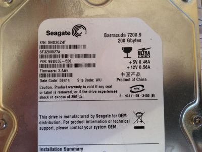 Лот: 3371736. Фото: 1. Seagate Barracuda 7200.9 200gb. Жёсткие диски (HDD)