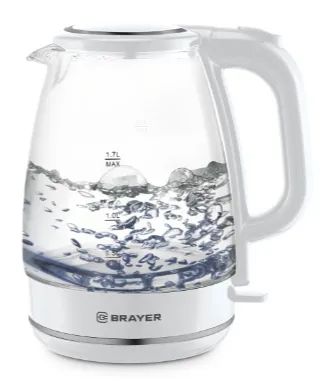 Лот: 20833838. Фото: 1. Чайник Brayer BR1030WH, 1,7 л... Чайники, кофемашины, кулеры