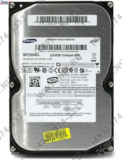 Лот: 2831113. Фото: 1. HDD 250 Gb SATA-II 300 Samsung... Жёсткие диски (HDD)