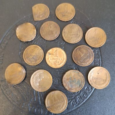 Лот: 20498570. Фото: 1. 14 монет 1 копейка 1961- 1972... Россия и СССР 1917-1991 года