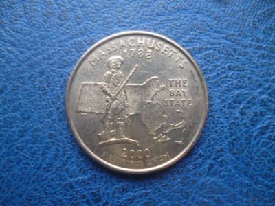 Лот: 11299338. Фото: 1. 25 центов 2000 года Штат Массачусетс... Америка