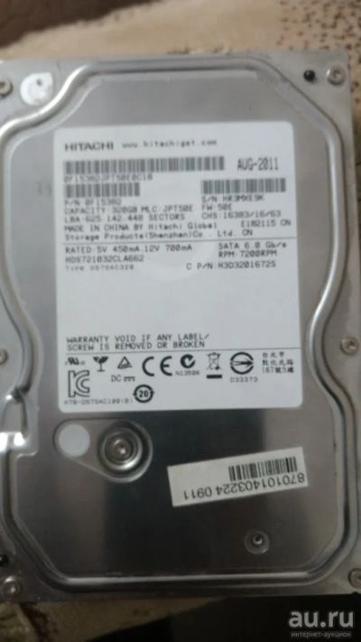 Лот: 13269276. Фото: 1. 320 ГБ Hitachi HDS721032 SATA... Жёсткие диски (HDD)