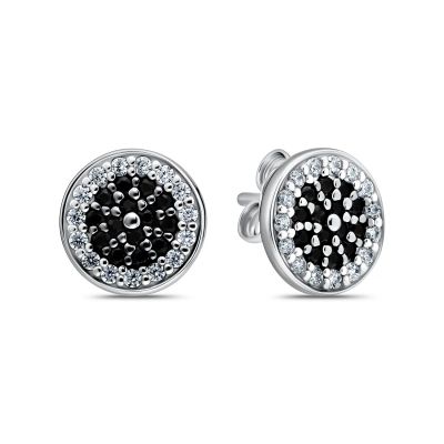 Лот: 23845639. Фото: 1. Серебряные серьги с фианитами. Серьги, каффы
