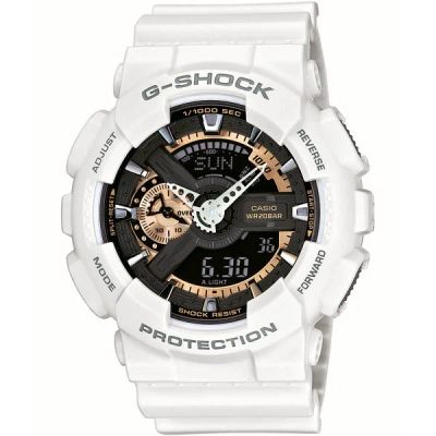 Лот: 6483606. Фото: 1. Часы G-shock 110RG, белые с золотом. Другие наручные часы