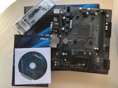 Лот: 25705422. Фото: 1. MB ASRock A520M-HVS (AMD A520). Материнские платы
