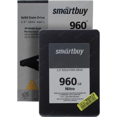 Лот: 18742134. Фото: 1. 960 ГБ 2.5" SATA накопитель Smartbuy... SSD-накопители