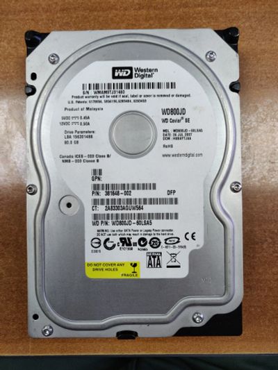 Лот: 15673195. Фото: 1. Жесткий диск HDD 3,5" 80 Gb WD... Жёсткие диски (HDD)