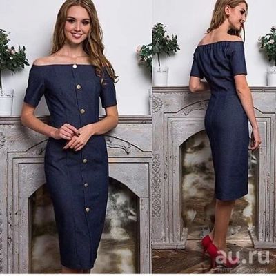 Лот: 8560863. Фото: 1. Шикарное Джинсовое платье(открытые... Платья