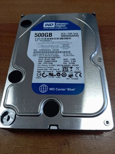 Лот: 25042481. Фото: 1. HDD wdc WD5000AAKS-22A7B2 SATA... Жёсткие диски (HDD)