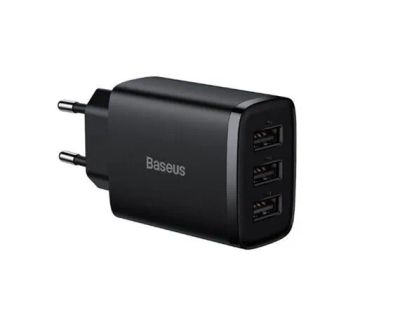 Лот: 20884776. Фото: 1. СЗУ-3USB Baseus Compact 17W черный... Зарядные устройства, блоки питания, адаптеры сетевые для смартфонов