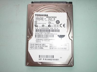 Лот: 9535093. Фото: 1. HDD Toshiba mk6476gsx 640gb. Жёсткие диски (HDD)