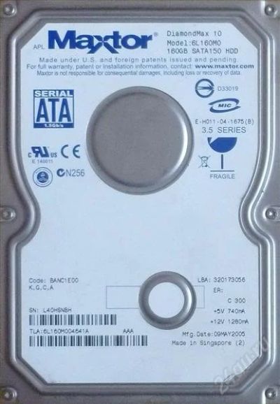 Лот: 2528134. Фото: 1. HDD MAXTOR 160gb SATA. Жёсткие диски (HDD)