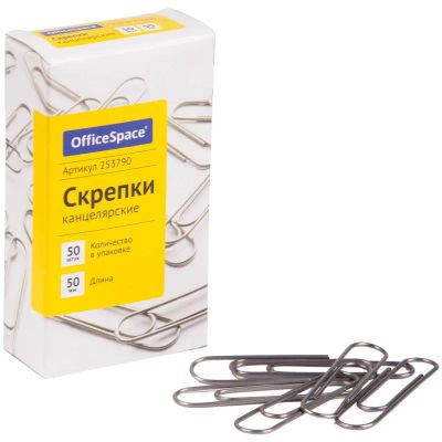 Лот: 20035483. Фото: 1. Скрепки 50мм. OfficeSpace 50шт... Другое (канцелярские и офисные товары)