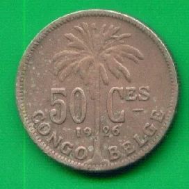 Лот: 8811409. Фото: 1. Бельгийское Конго 50 сантимов... Африка