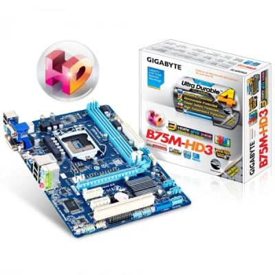 Лот: 4124498. Фото: 1. Материнская плата Gigabyte GA-B75M-HD3. Материнские платы