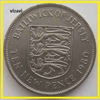 Лот: 17017155. Фото: 1. Джерси 10 новых пенсов 1980 (10... Великобритания и острова