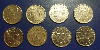 Лот: 25237780. Фото: 1. Швеция 50 эре 1973-91 г. (по годам... Наборы монет