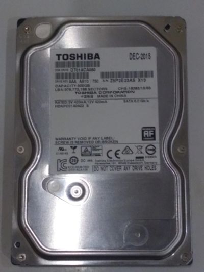 Лот: 18839657. Фото: 1. Жесткий диск Toshiba 3,5" 500ГБ... Жёсткие диски
