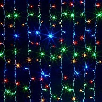 Лот: 18308918. Фото: 1. Штора 320 LED цветная, 2х2м прозр... Гирлянды, шарики, новогодние аксессуары