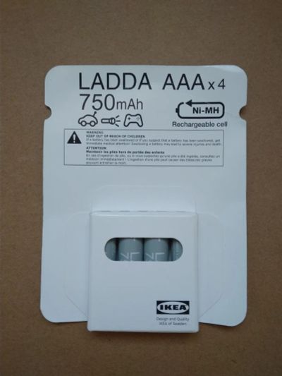 Лот: 25519217. Фото: 1. Аккумуляторы 4шт Ladda Икея мизинчиковые... Батарейки, аккумуляторы, элементы питания