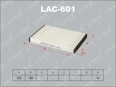 Лот: 13357252. Фото: 1. Lynx LAC-601 Салонный фильтр. Расходные материалы