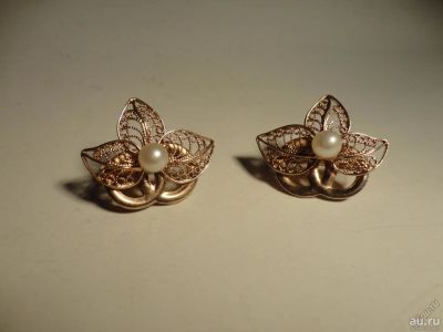 Лот: 13526712. Фото: 1. Серьги с жемчугом из СССР,серебро... Серьги, каффы