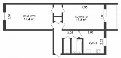 Лот: 11895547. Фото: 1. 2-к квартира Семафорная д. 321. Квартиры, студии