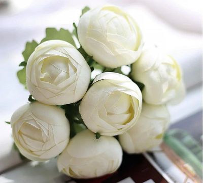 Лот: 9273638. Фото: 1. Букет из 7 белых камелий для оформления... Искусственные и сувенирные цветы