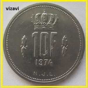 Лот: 16750114. Фото: 1. Люксембург 10 франков 1974 (9). Европа
