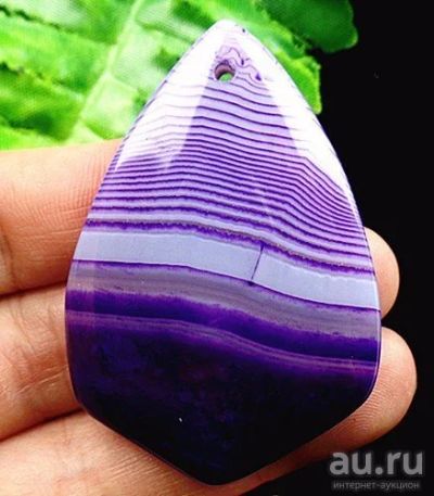 Лот: 9951311. Фото: 1. 54x37x7mm фиолетовый полосы агат... Драгоценные и поделочные камни