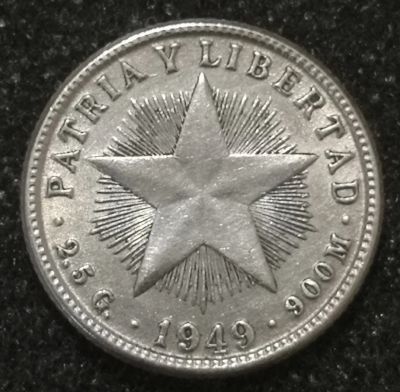 Лот: 23377829. Фото: 1. 10 сентаво 1949 года. Куба. Серебро... Америка
